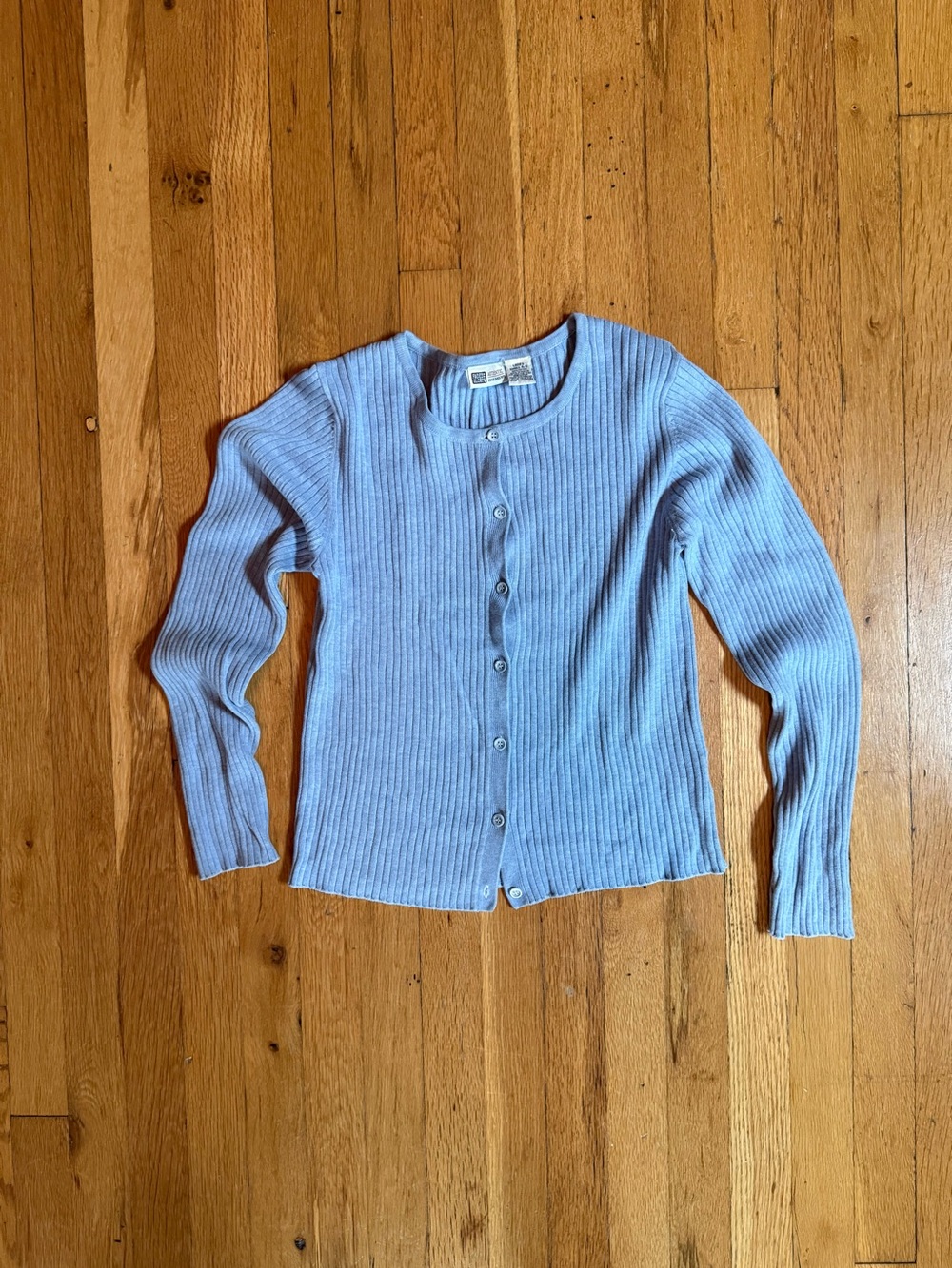 Faded Glory Light Blue Ribbed Button Cardigan